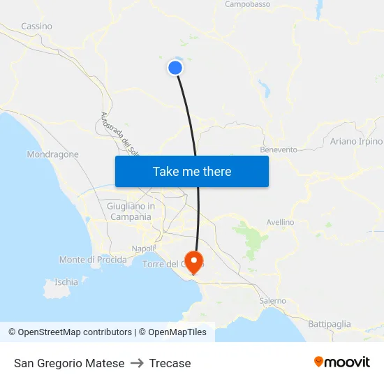 San Gregorio Matese to Trecase map