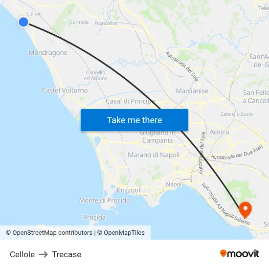 Cellole to Trecase map