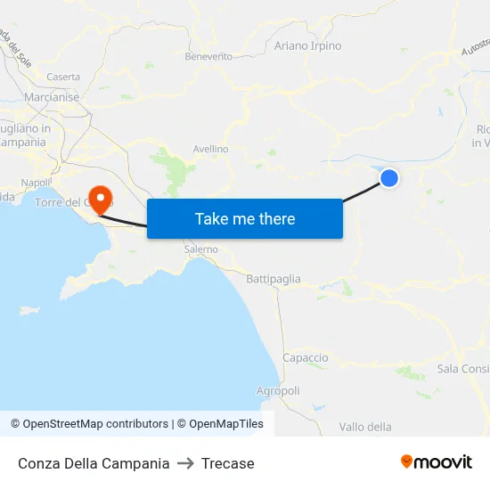 Conza Della Campania to Trecase map