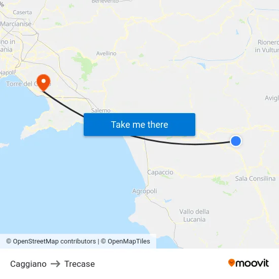 Caggiano to Trecase map