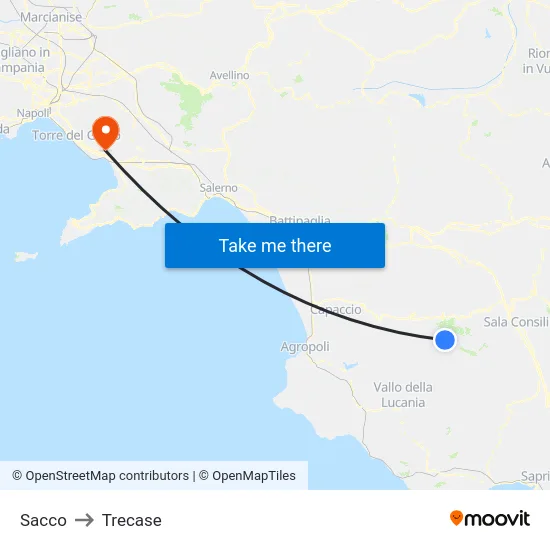 Sacco to Trecase map