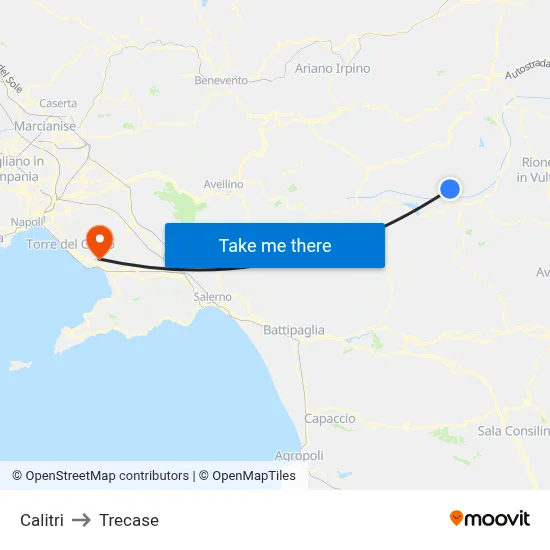 Calitri to Trecase map