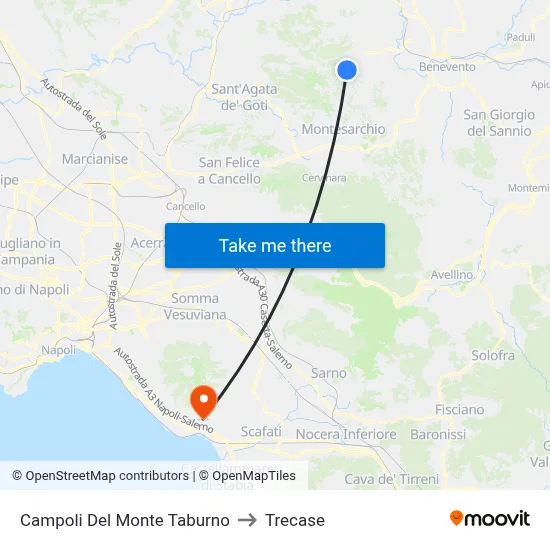 Campoli Del Monte Taburno to Trecase map