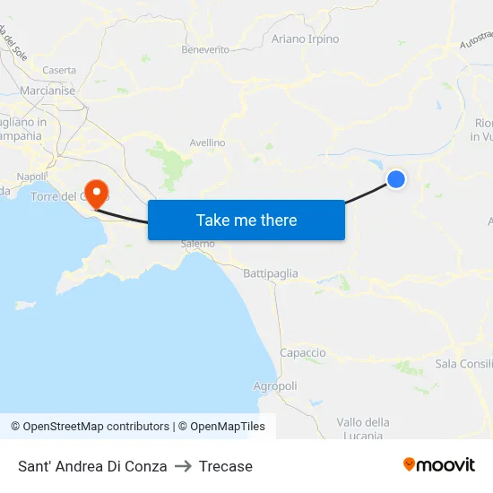 Sant' Andrea Di Conza to Trecase map