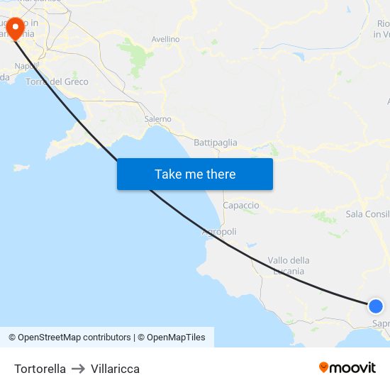 Tortorella to Villaricca map