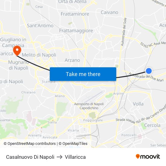 Casalnuovo Di Napoli to Villaricca map