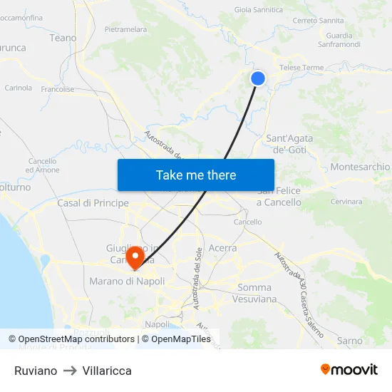 Ruviano to Villaricca map