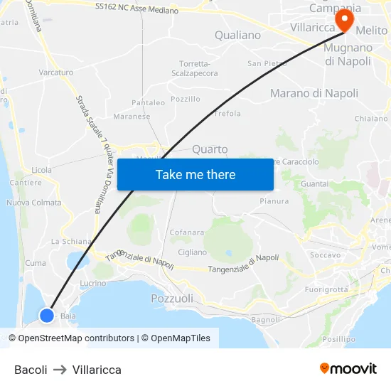 Bacoli to Villaricca map