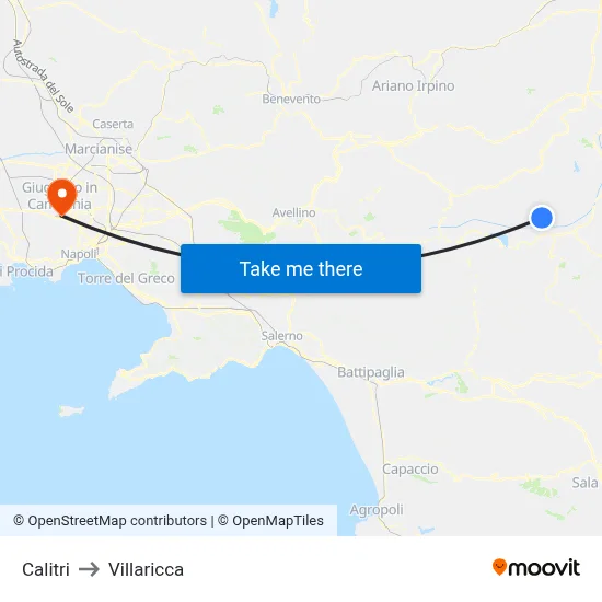 Calitri to Villaricca map