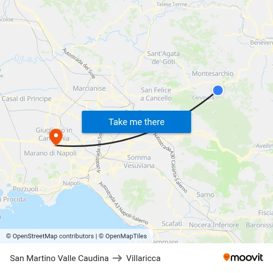 San Martino Valle Caudina to Villaricca map