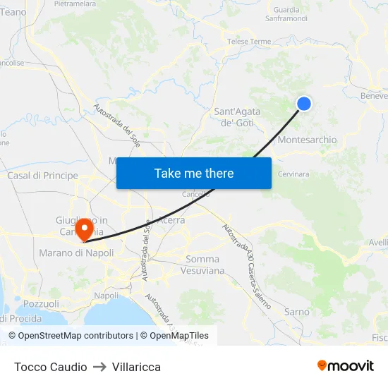 Tocco Caudio to Villaricca map