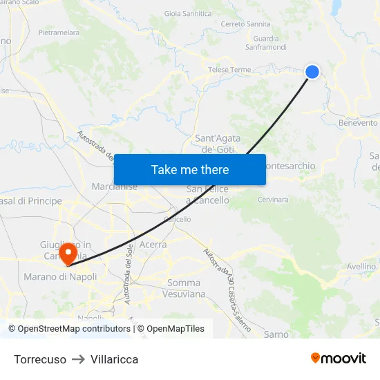 Torrecuso to Villaricca map