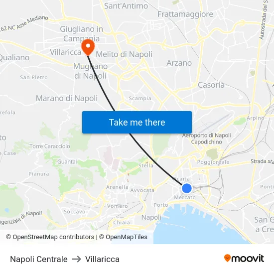 Napoli Centrale to Villaricca map