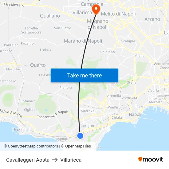 Cavalleggeri Aosta to Villaricca map