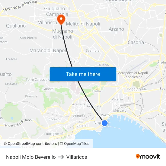 Napoli Molo Beverello to Villaricca map