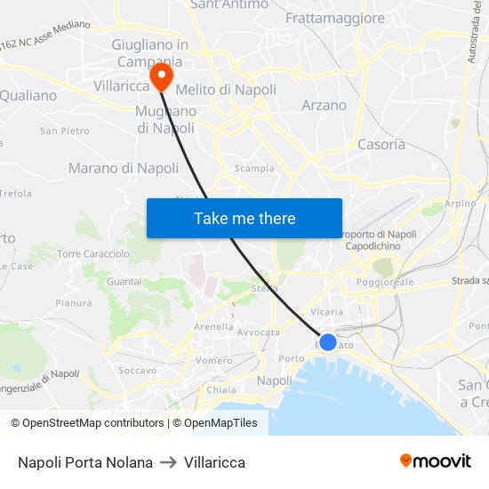 Napoli Porta Nolana to Villaricca map