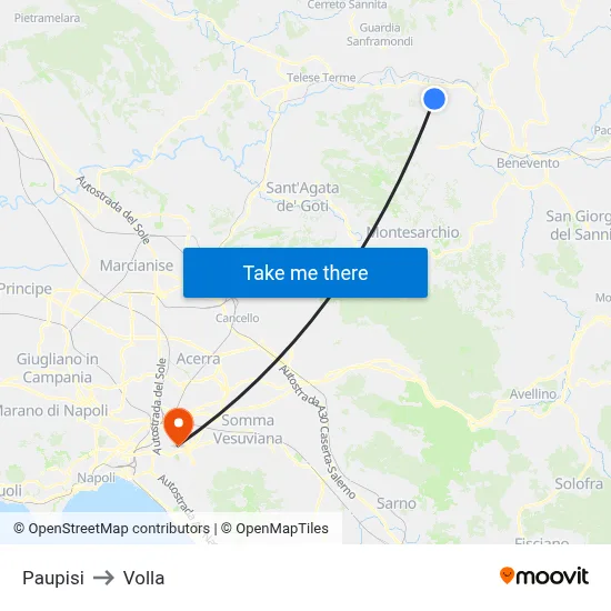 Paupisi to Volla map