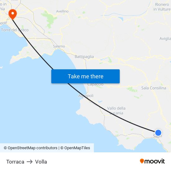 Torraca to Volla map