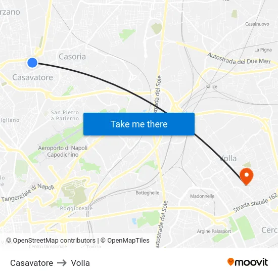 Casavatore to Volla map