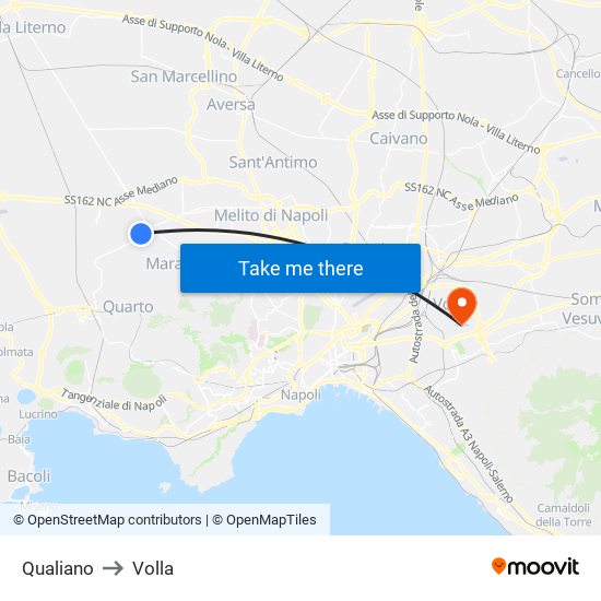 Qualiano to Volla map