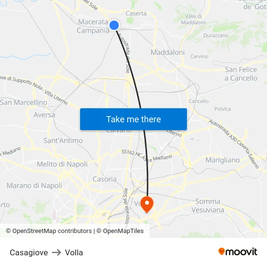 Casagiove to Volla map