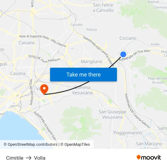 Cimitile to Volla map