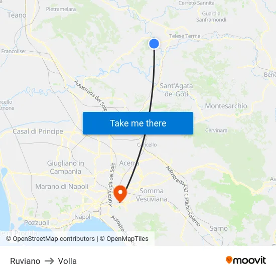 Ruviano to Volla map