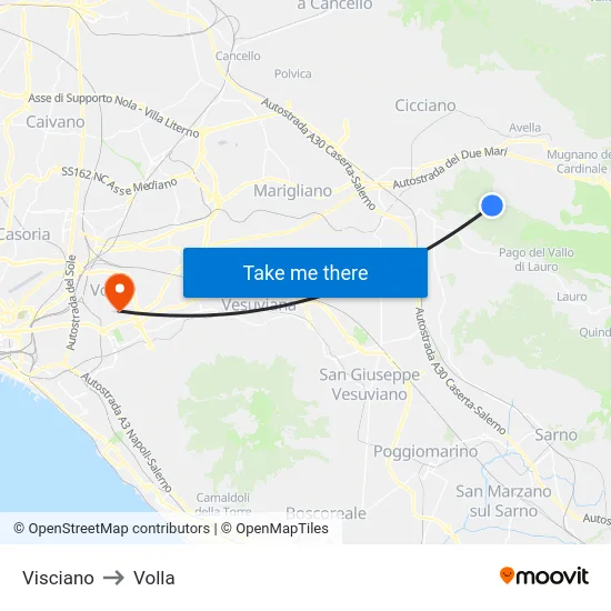 Visciano to Volla map