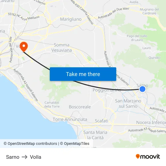 Sarno to Volla map