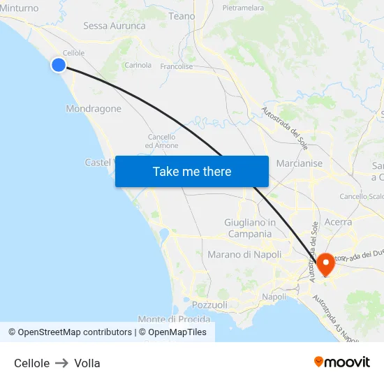 Cellole to Volla map