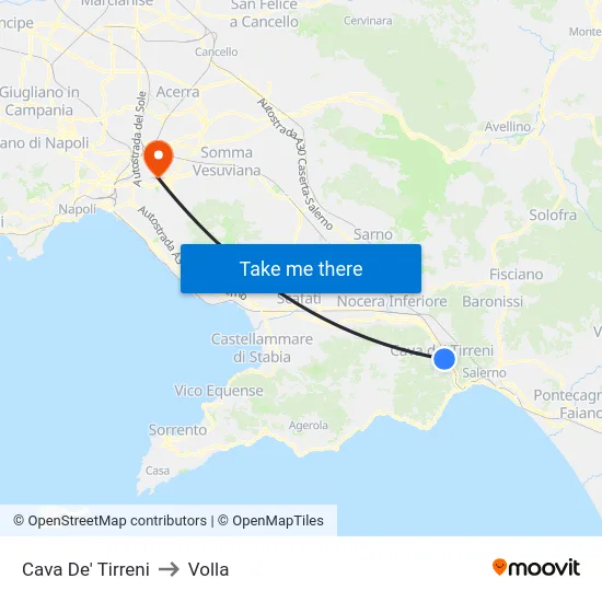 Cava De' Tirreni to Volla map