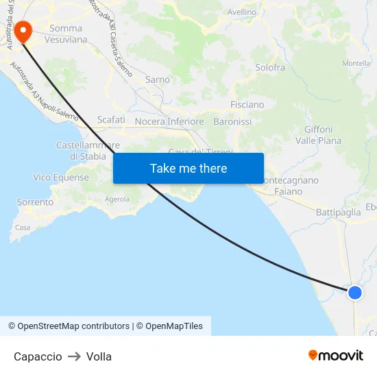 Capaccio to Volla map