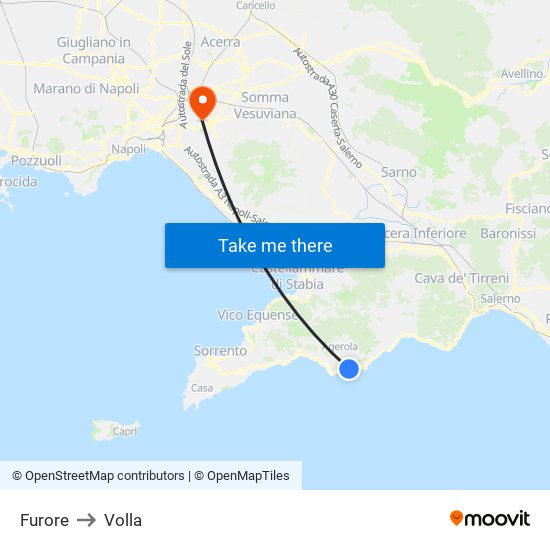 Furore to Volla map