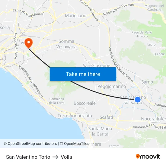 San Valentino Torio to Volla map