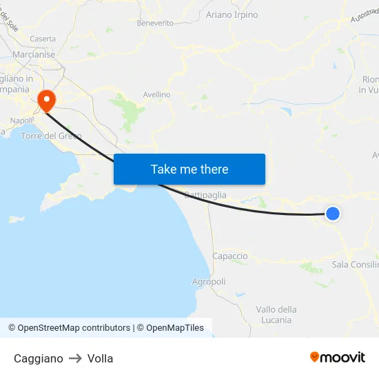 Caggiano to Volla map