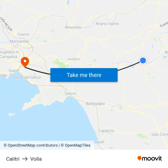 Calitri to Volla map