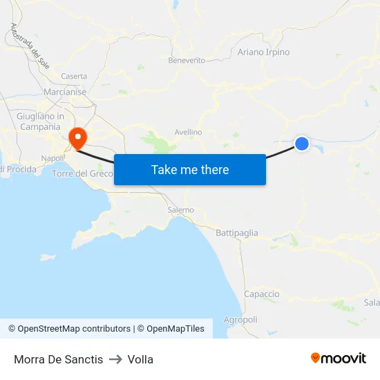 Morra De Sanctis to Volla map