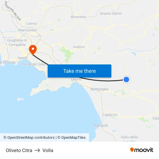 Oliveto Citra to Volla map