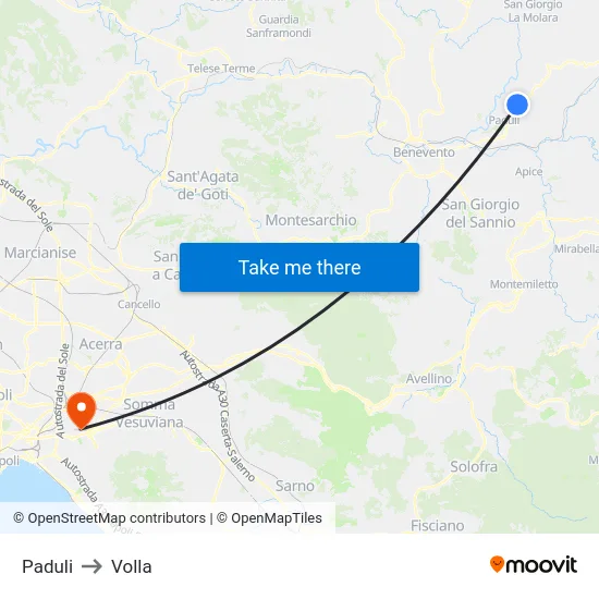 Paduli to Volla map