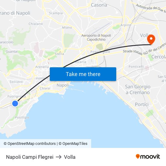 Napoli Campi Flegrei to Volla map