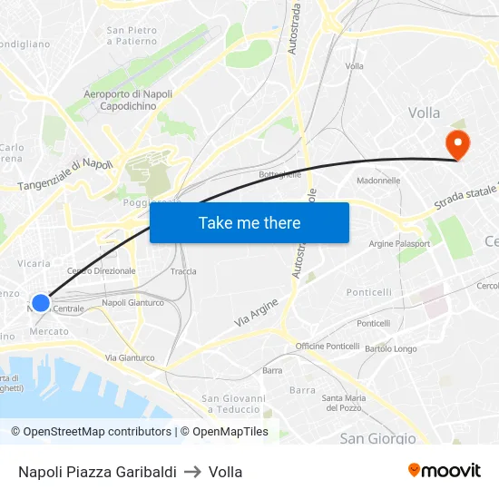 Napoli Piazza Garibaldi to Volla map