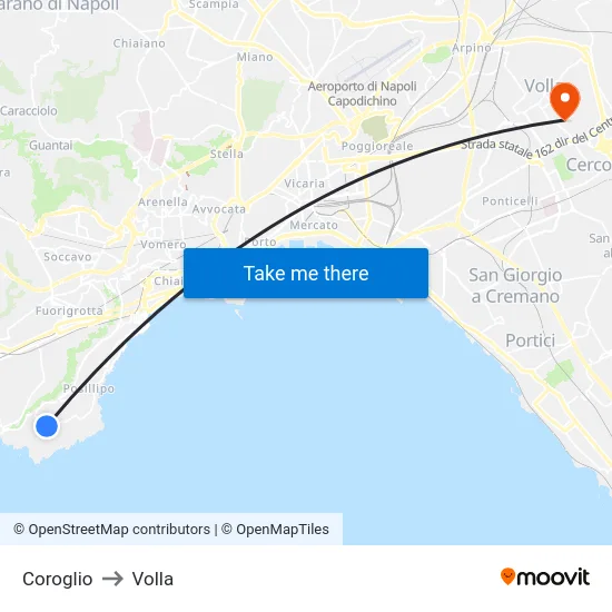 Coroglio to Volla map