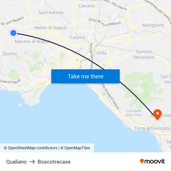 Qualiano to Boscotrecase map