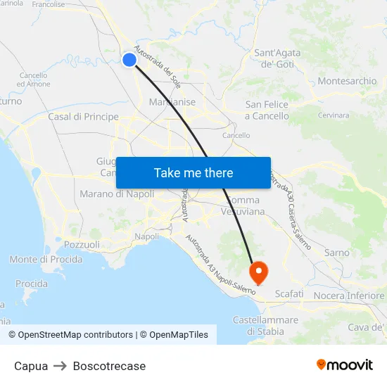Capua to Boscotrecase map