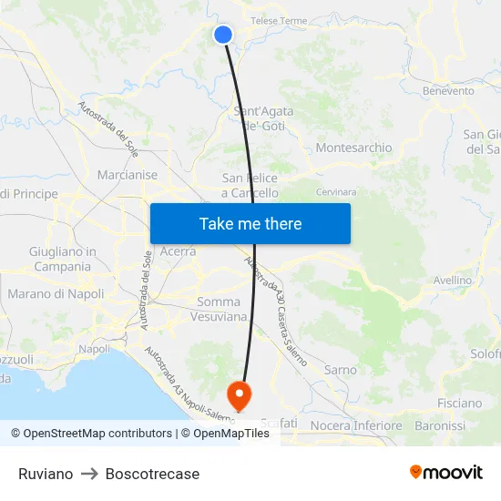 Ruviano to Boscotrecase map