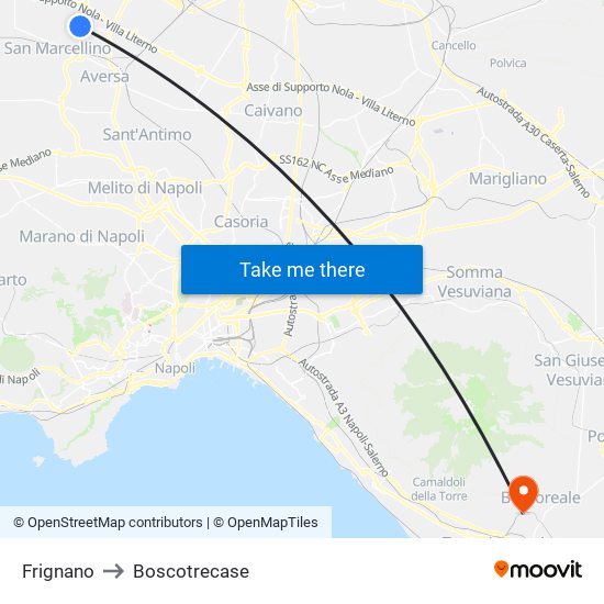 Frignano to Boscotrecase map