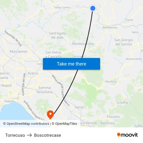 Torrecuso to Boscotrecase map