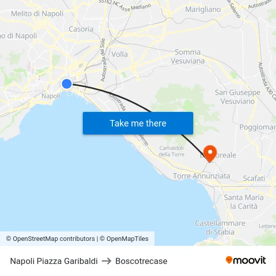 Napoli Piazza Garibaldi to Boscotrecase map