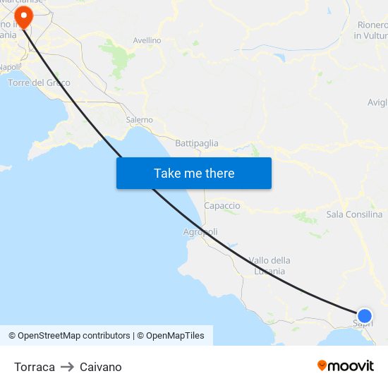 Torraca to Caivano map