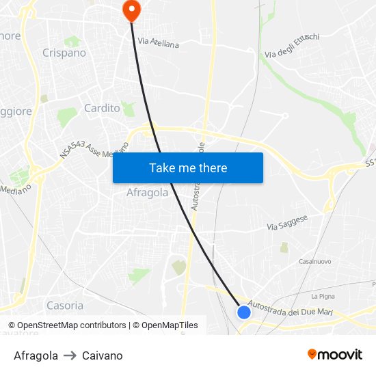 Afragola to Caivano map